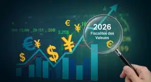 Fiscalité Plus-Values 2026 : Nouveautés et Impacts pour Vos Investissements Graphique financier complexe illustrant les évolutions de la fiscalité des plus-values en 2026 avec des symboles monétaires.