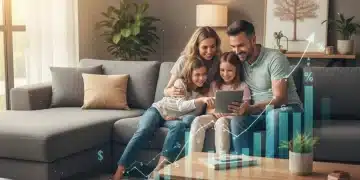 Famille souriante consultant les barèmes de prestations familiales 2026 sur une tablette