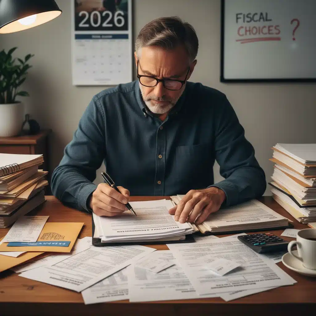 Un propriétaire bailleur examine des documents fiscaux et des contrats de location pour 2026.