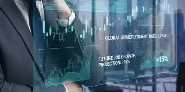 Graphiques économiques et silhouette d'une personne réfléchissant à l'avenir des allocations chômage en 2026.