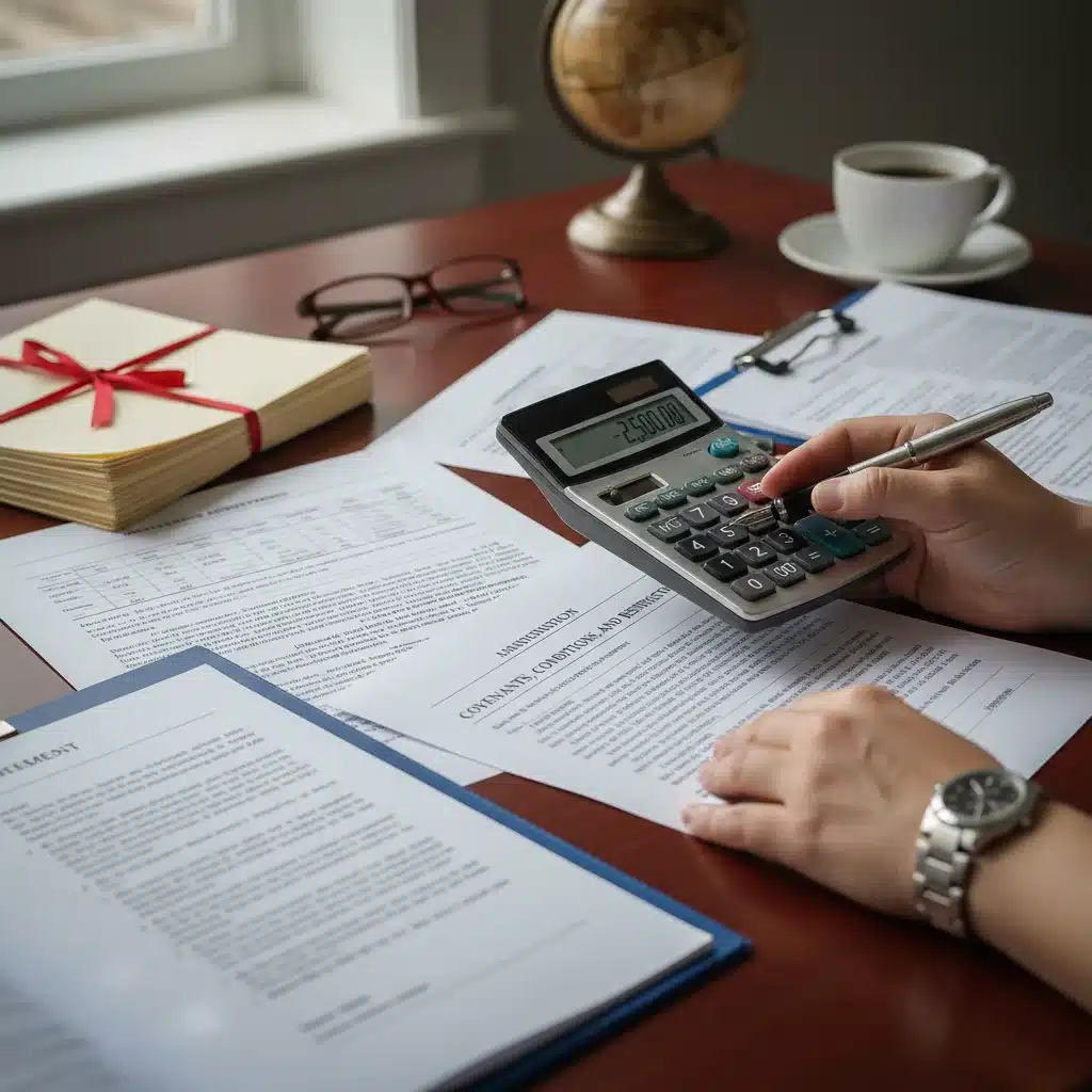 Mains calculant des impôts immobiliers avec des documents légaux, symbolisant l'analyse fiscale de la Loi de Finances 2026.