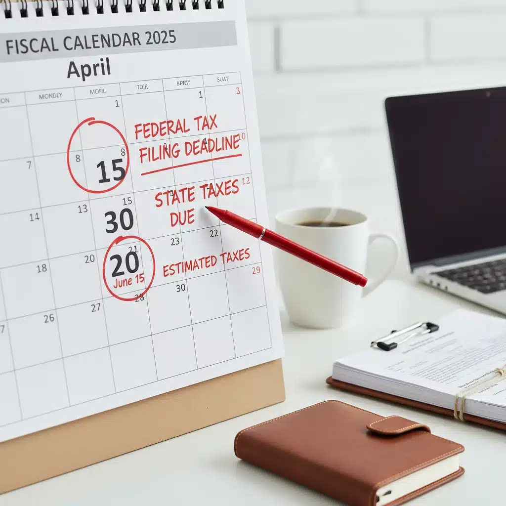 Calendrier avec les dates limites des déclarations fiscales 2026 en France
