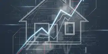 Illustration des documents fiscaux et graphiques financiers sur un plan de maison, symbolisant la Loi de Finances 2026 et l'immobilier.