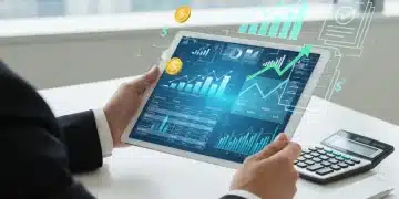 Illustration de l'optimisation fiscale avec une personne consultant des données financières et des formulaires d'impôt.