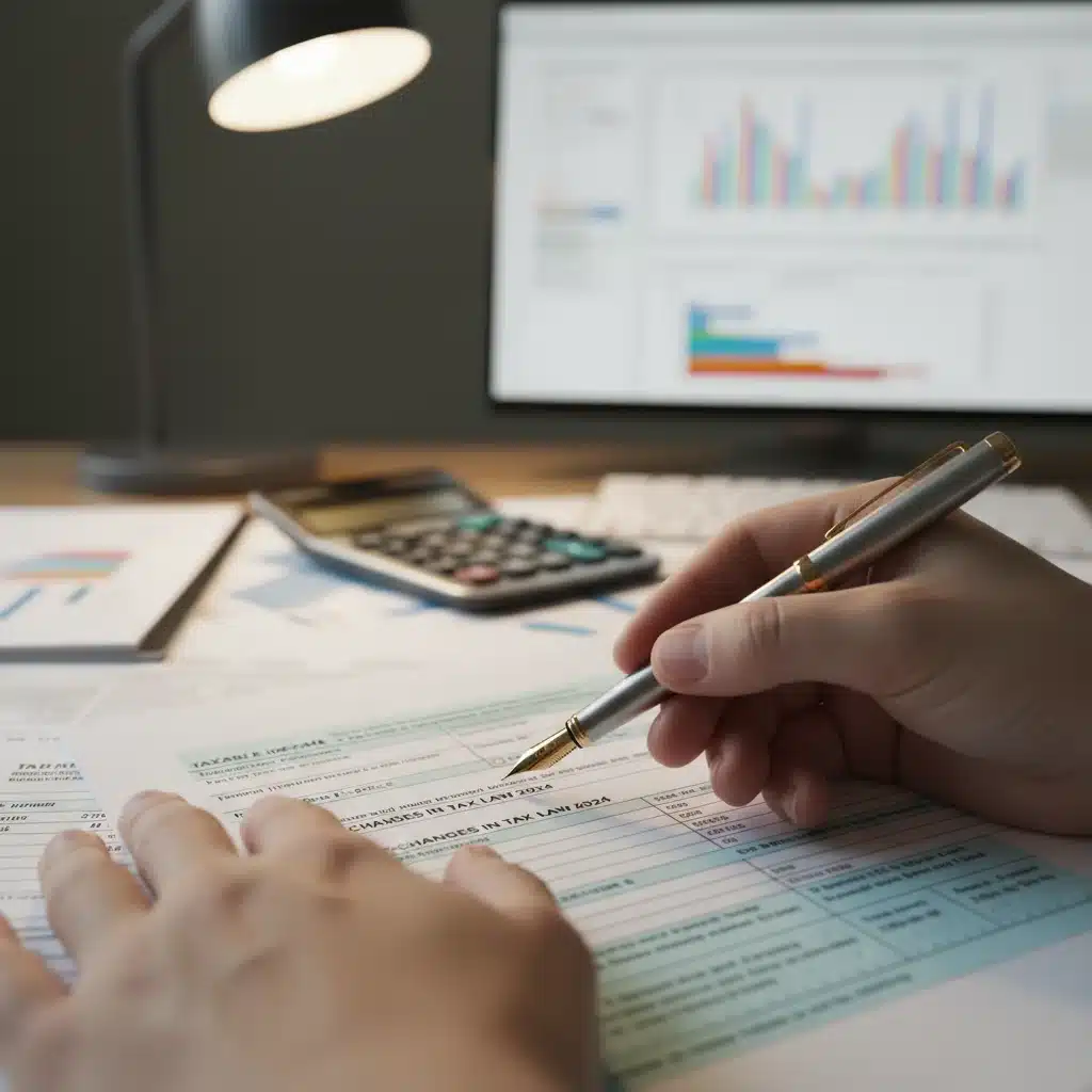 Mains analysant attentivement une déclaration de revenus avec des modifications fiscales.