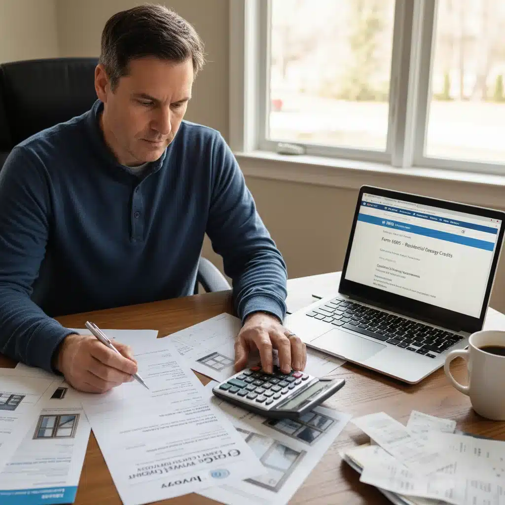 Personne examinant une facture de travaux de rénovation énergétique et préparant sa déclaration fiscale