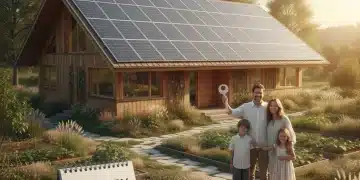 Maison moderne avec panneaux solaires, symbolisant les économies d'énergie et les crédits d'impôt 2026