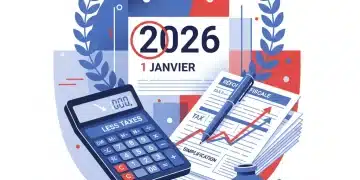 Illustration de la réforme fiscale 2026 en France avec calendrier, calculatrice et documents fiscaux.