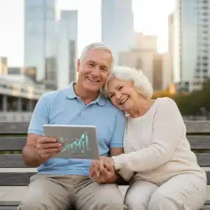 Retraite Progressive 2026 : Passez à Temps Partiel et Maintenez Votre Pension Couple souriant profitant d'une retraite progressive en 2026, avec un sentiment de sérénité financière.