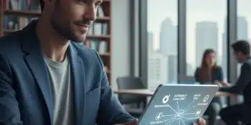 Personne réfléchissant à sa reconversion professionnelle en 2026, explorant de nouvelles voies de carrière sur une tablette numérique.